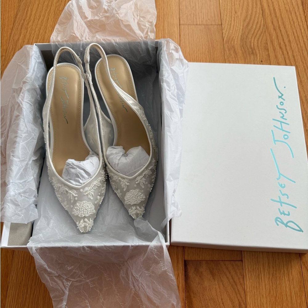 Betsey Johnson Nikki Embroidered Slingback Evening Pumps